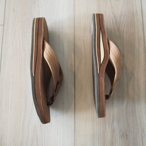 Rainbow Tan Flip Flops Double Layer Premier Leather Arch Support Sz W 5.5-6.5 - Picture 5 of 15